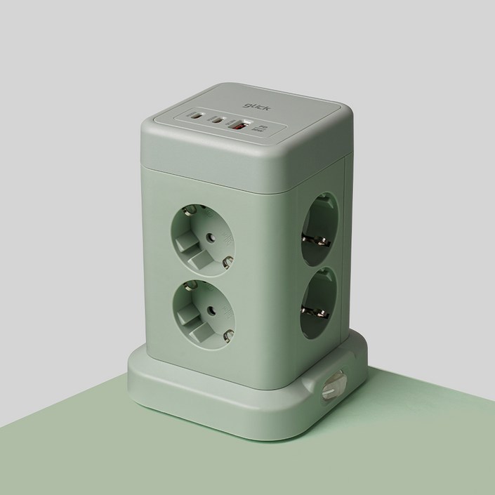 지클릭커 타워 8구 고용량 4000W USB 멀티탭 NP708PD 그린