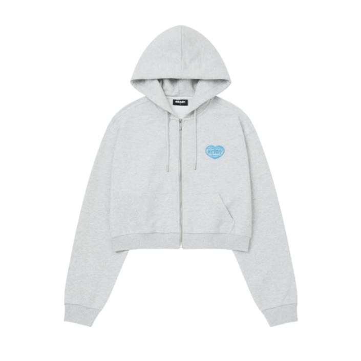 널디 우먼스 뉴 수플레 크롭 후디 집업 멜란지화이트