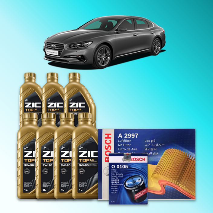 그랜저 (IG) 3.3 가솔린 엔진오일세트 SK 지크 탑 LS 5W30 (ZIC TOP LS)