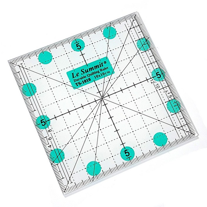 고품질 논슬립 퀼트자 10cm x 10cm 재단자 시접자, 1개, 혼합색상
