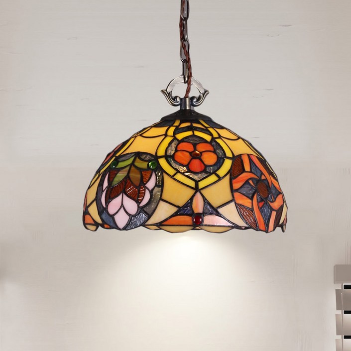 스테인드글라스 1등 300파이 연꽃 모양 인테리어 식탁등 펜던트 조명 LED
