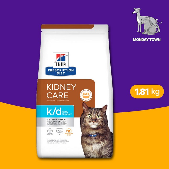 (당일출고) 힐스 캣 k/d kd 얼리서포트 1.81kg 고양이 신장관리 처방식사료, 단일상품