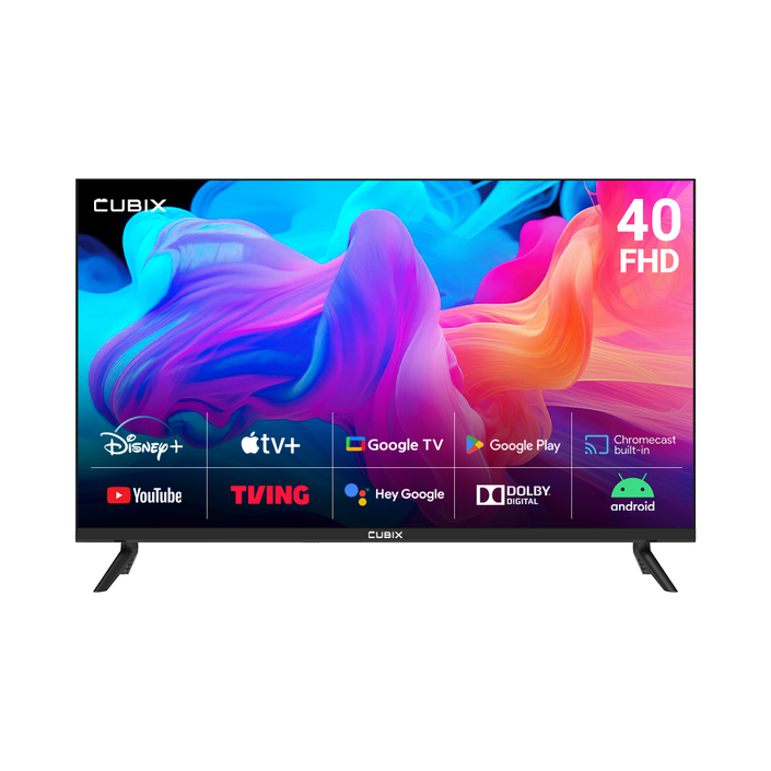 큐빅스 FHD LED 스마트 TV 101cm40인치, 구글 안드로이드 11 HDR 블루투스 WIFI 넷플릭스 유튜브 에너지효율 1등급, 101cm40인치, EKW40FA11상하 브라켓, 벽걸이형, 방문설치