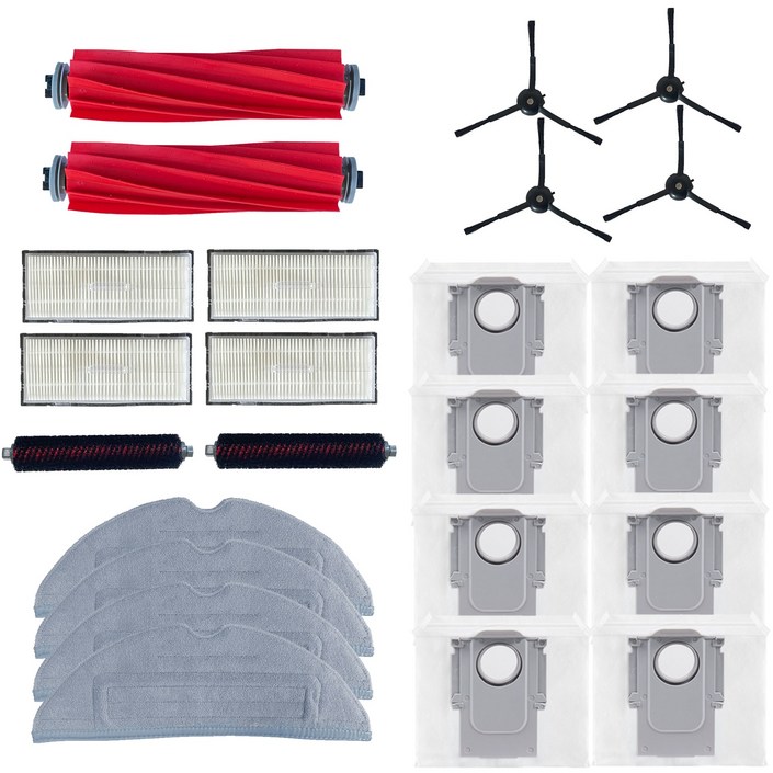 호환 로보락 S7 MaxV Ultra max ultra 소모품 필터 메인브러쉬 물걸레 리필 세척 사이드 브러쉬 먼지봉투 6종 풀 세트, 1세트, 24개입