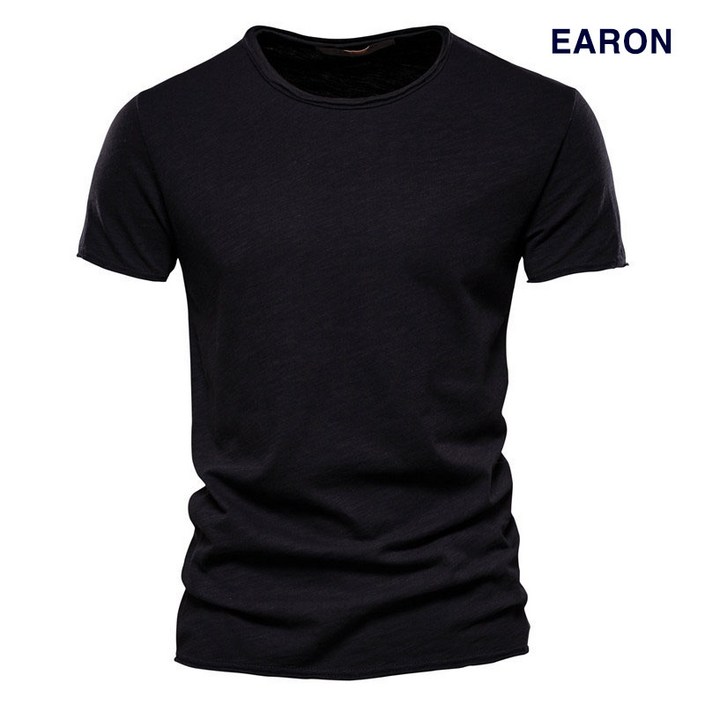 [EARON] 라운드 링클 반팔 티셔츠 - 투데이밈