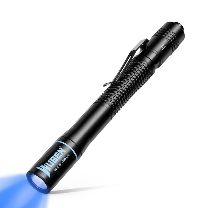 우벤 E19 UV 펜라이트 365nm UV랜턴 자외선 라이트 LED후레쉬 시계 보석 상품 검수 레진 경화 손전등, 1개