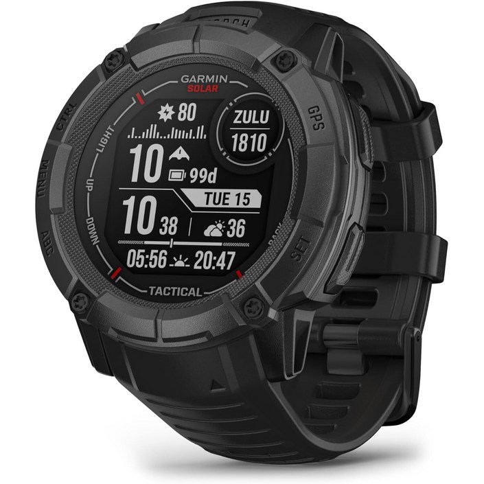 Garmin Instinct 2X Solar 택티컬 에디션 튼튼한 GPS 스마트워치 플래시라이트 탄도 계산기 태양광 충전 기능 블랙 (리퍼비시)