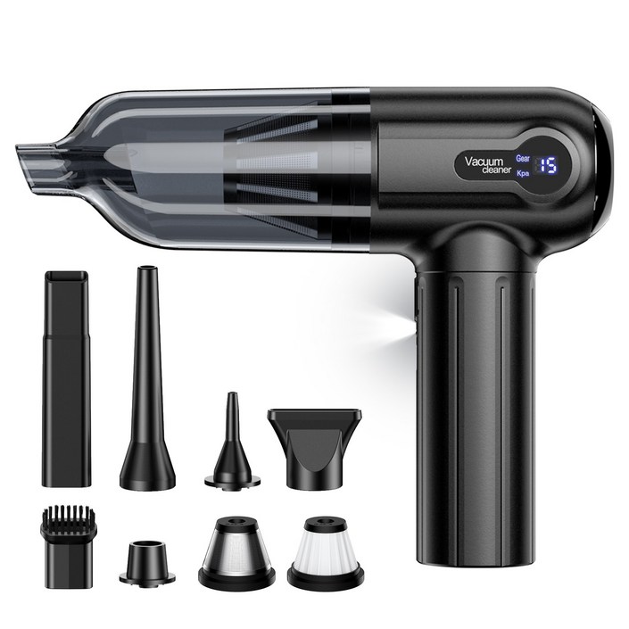 SUNGOD 차량용 무선 진공 청소기 에어건 디스플레이 65W 고출력 미니 핸디 청소기