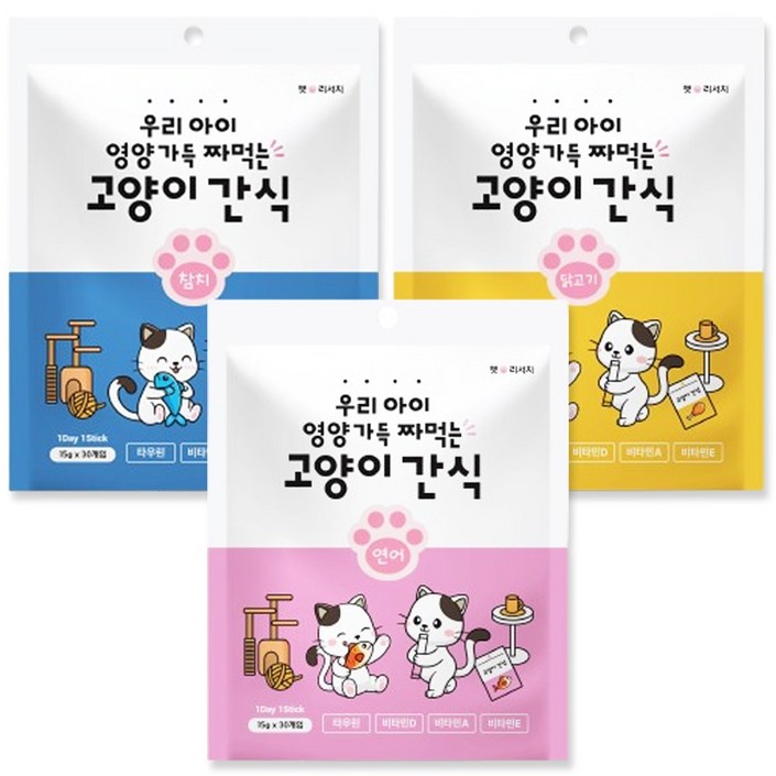 퐁츄르 짜먹는 고양이 간식, 참치연어닭고기, 15g, 90개