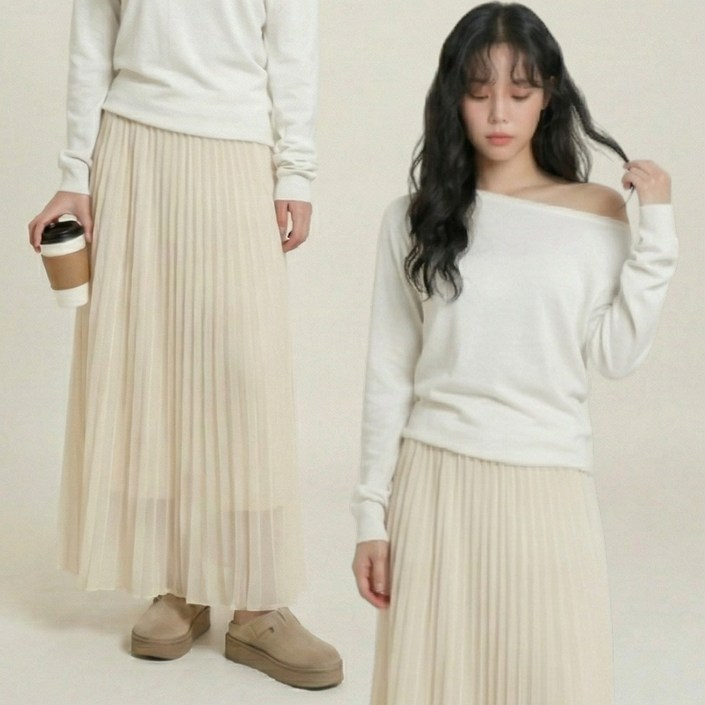 드마엘 에린 플리츠 롱스커트 (3color) + 델로나