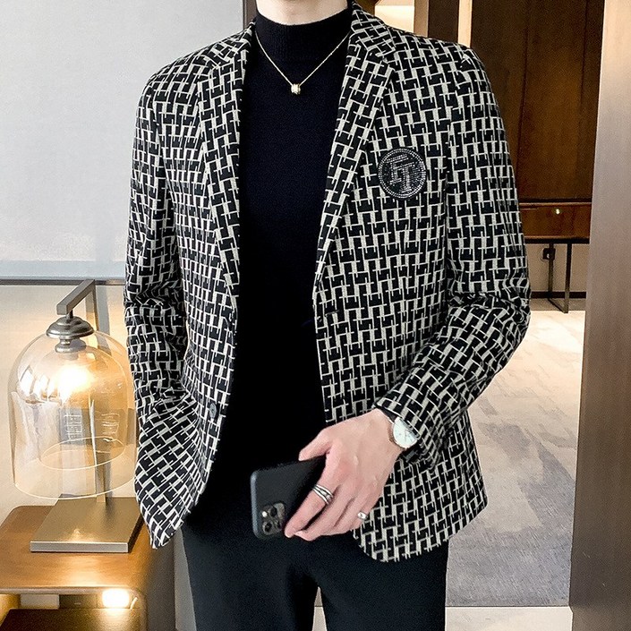 TZQW 가을 남자 비즈니스 캐주얼 정장 체크 코트 남성 패션 정장 TZQW 가을 남자 비즈니스 캐주얼 정장 체크 코트 남성 패션 정장