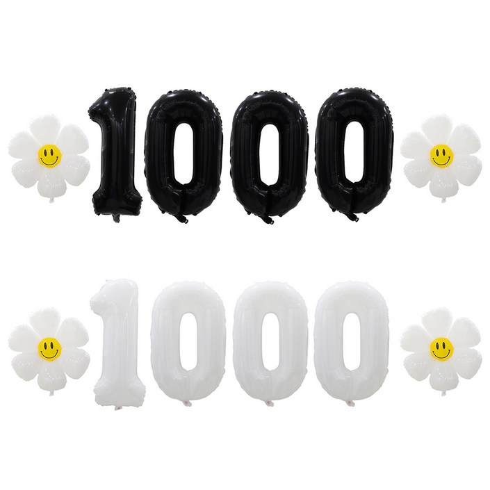 해피쏘굿 1000일 데이지 풍선세트, 화이트숫자세트, 1세트