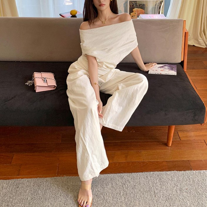 대박난박양 크롭밴딩팬츠 린넨 셋업