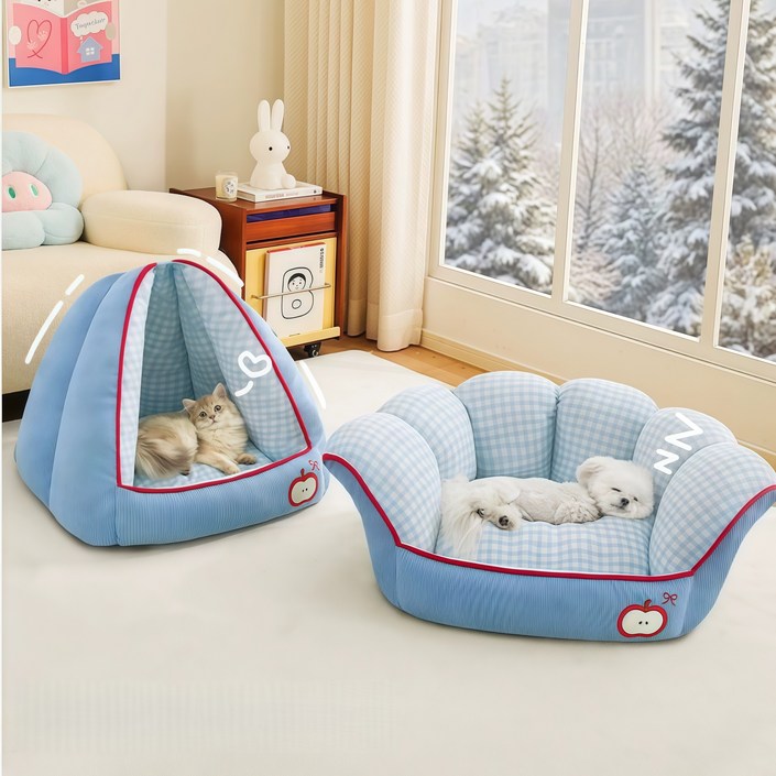 Arsjuo 숨숨집 반려동물 겨울용 애완 쿠션하우스 보온 안전감 펫 매트 두꺼운 소파