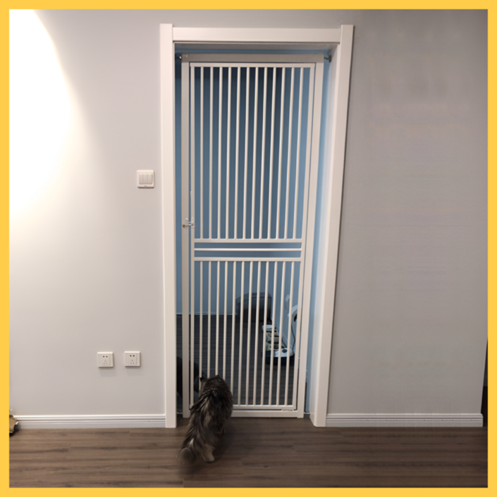 비비펫 2M 높은 고양이 안전문 양방향 펫도어 방묘문 베란다 울타리 양개형 캣도어, 1세트, 화이트