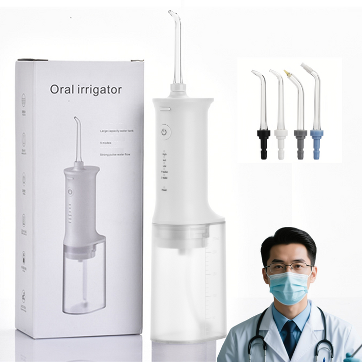 KC인증 ORALCARE 아이얼 휴대용 무선 구강세정기 아쿠아픽  4종 노즐  IPX7 방수, 흰색, HF230A