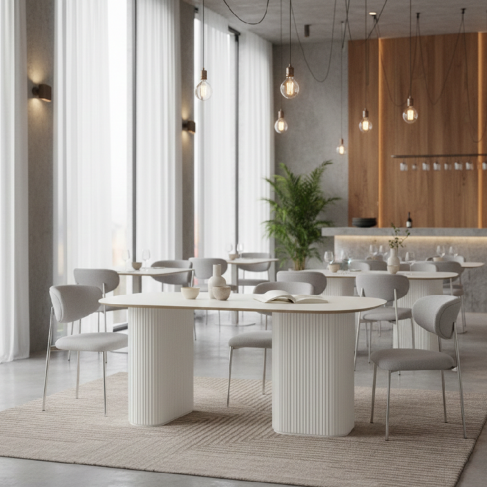 템바보드 화이트 아리아 6인용 1800 라운드 세라믹 식탁  클레어 체어 세트, 일반의자 8, 화이트템바식탁아이보리클레어체어