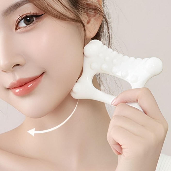 발렌타 얼굴 바디 다리 괄사 세라믹 도자기 경락 마사지기, 화이트, 1개