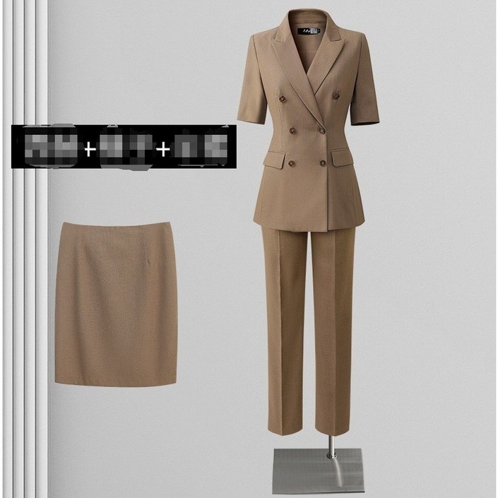 그루밍 grooming 여성 봄 여름 캐주얼 고급 반팔 정장 세트