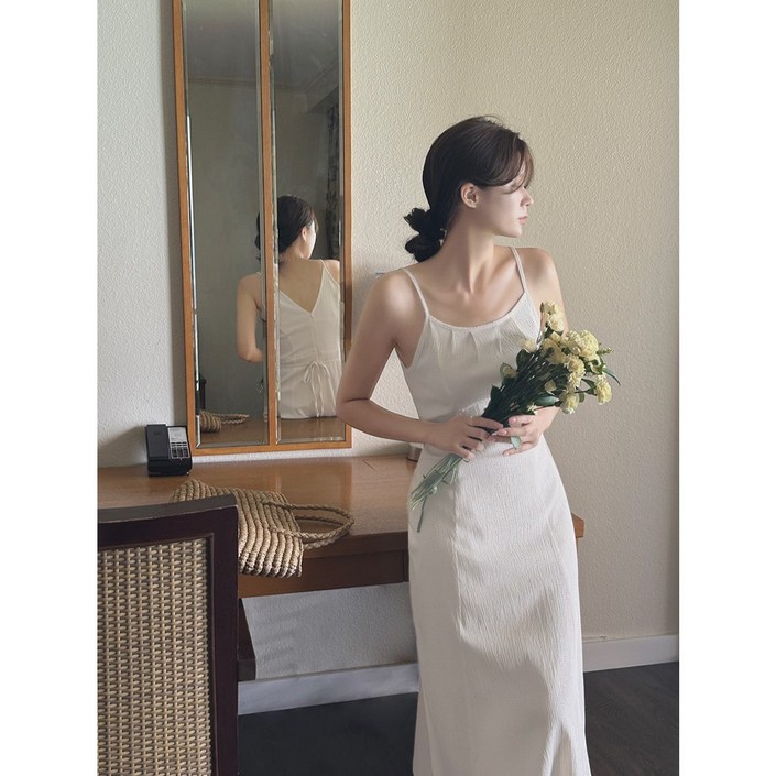 이삼사 시어서커 스판 여름 롱 원피스 휴양지 빅사이즈 99