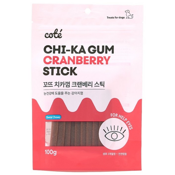 꼬뜨 치석 제거 치카껌, 크랜베리, 100g, 5개 꼬뜨 치석 제거 치카껌, 크랜베리, 100g, 5개
