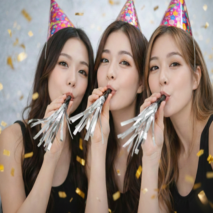 에폭슨 블링블링 코끼리피리 홈파티 소품 세트 생일파티 파자마파티 우정템 파티나팔, 10개, 실버