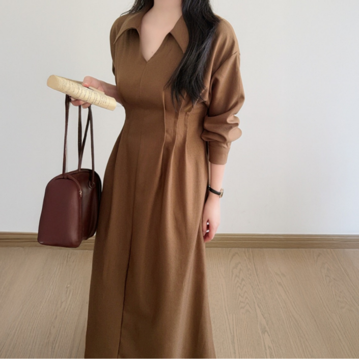 MUMUM 여성 빅사이즈 롱원피스 가을 겨울 하객룩 5577