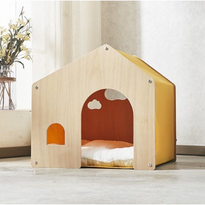 고양이 강아지 우드 하우스 동굴 지붕 집 반려동물집 숨숨집