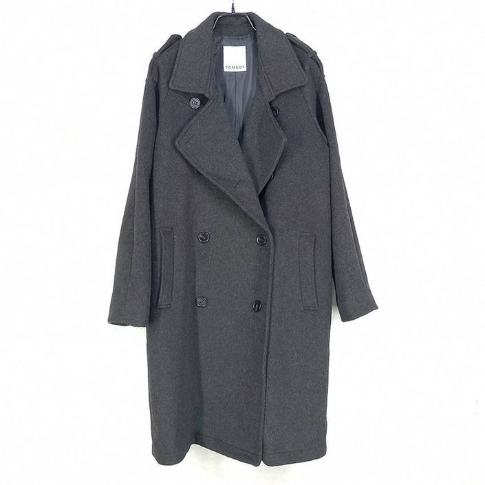 빈티지다온 톰보이 여성 트렌치 롱모직코트 챠콜