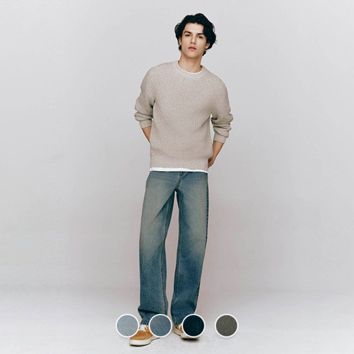 지오다노2001아울렛분당점 NEW 남자 루즈핏 스트레이트 데님 청바지