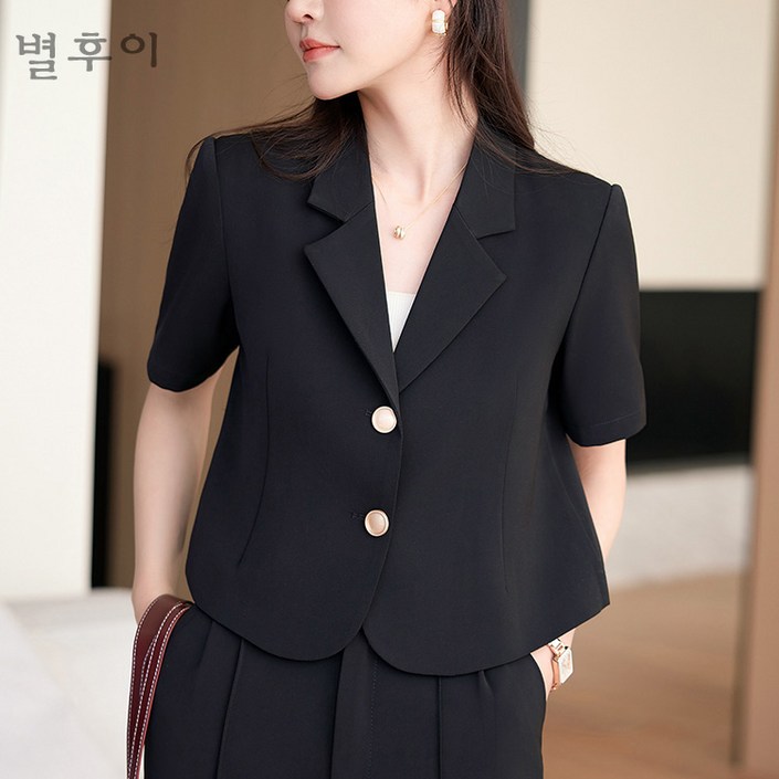 별후이 여성용 여름 캐주얼 숏 루즈핏 반팔 정장 재킷 별후이 여성용 여름 캐주얼 숏 루즈핏 반팔 정장 재킷