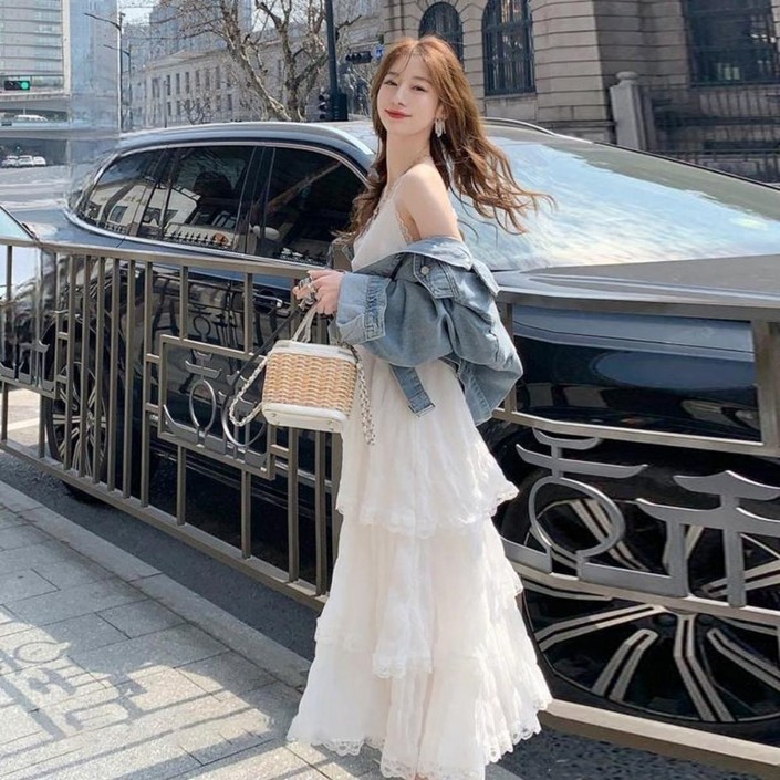 Vezri 여성용 여름 퍼플 레이어드 원피스 스트랩 페티트 핏 케이크 스커트 디자인 비치웨어 F88