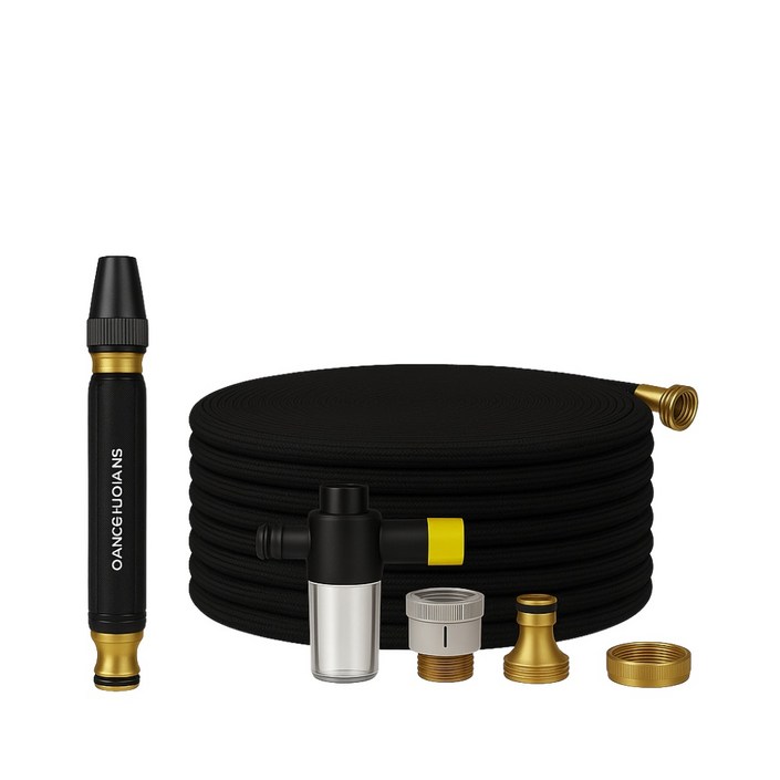 고압 물분사기 세차기 필수품 베란다 정원 청소 호스 다기능 꼬임방지 분사기 금속 스프레이건 세트, 30m, 1세트