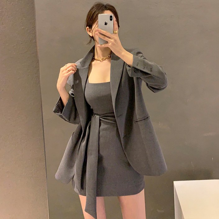 레티고 트렌디 자켓 심플 라인 원피스 세트 레티고 트렌디 자켓 심플 라인 원피스 세트