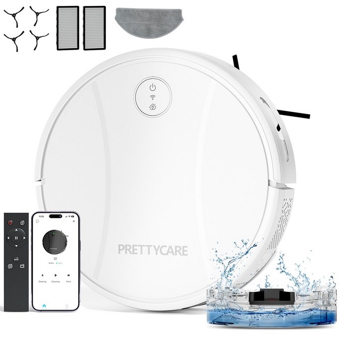 PrettyCare 스마트 물걸레 로봇청소기 흰색, C2 PrettyCare 스마트 물걸레 로봇청소기 흰색, C2