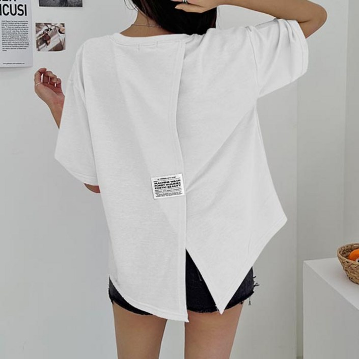 마이쏭 뒷트임라벨티 반팔 데일리룩 박스티 신상