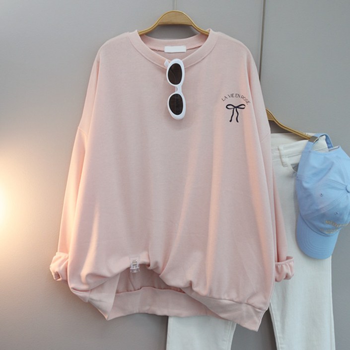 달콩 여성 빅사이즈 롱맨투맨 봄신상 라비프린팅루즈핏맨투맨