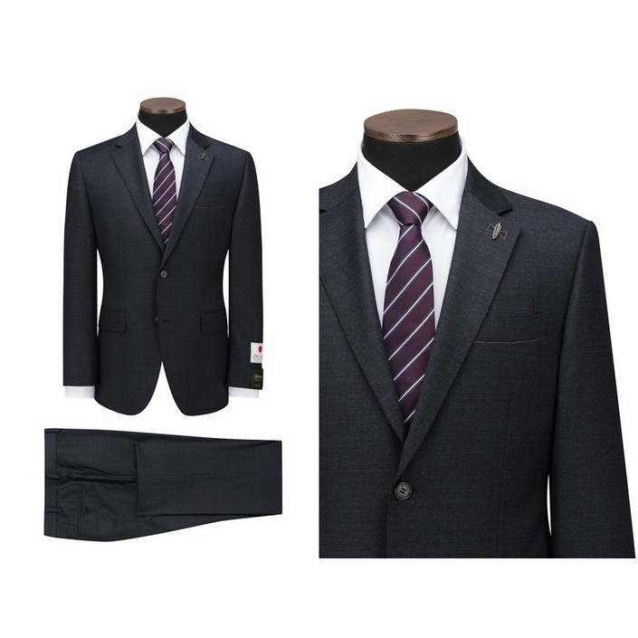 코오롱 브렌우드 중년 남성 그레이 멜란지 이중조직 울실크 일반핏 정장세트 가을겨울 수트 무료배송