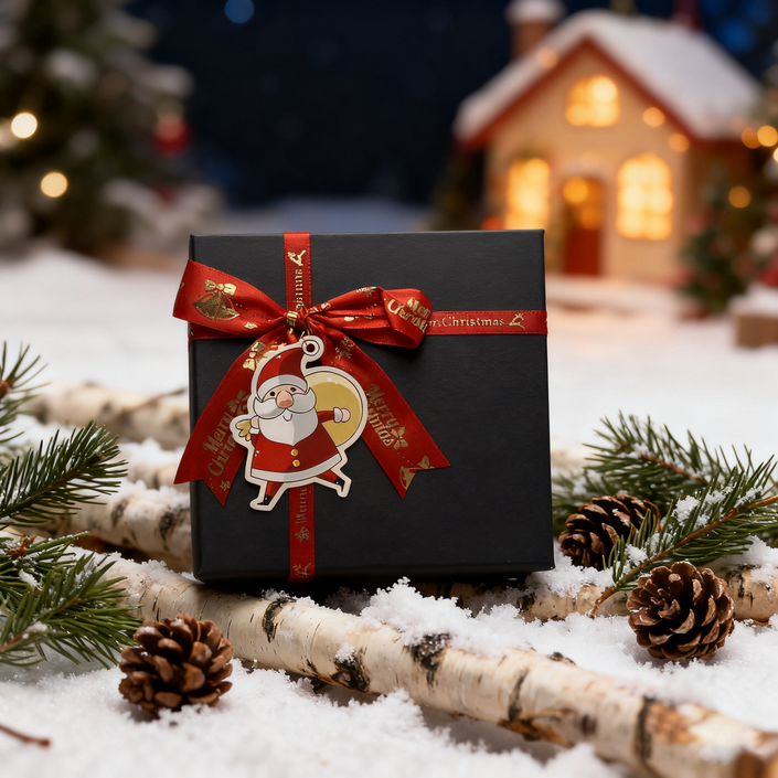 ZOZI 산타클로스 선물 포장 박스  쇼핑백, 1개, 블랙