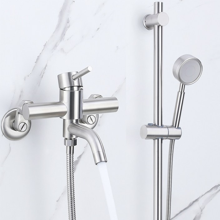 준앤코 SQS 스테인리스 샤워기세트 샤워수전 슬라이드바 욕조샤워기