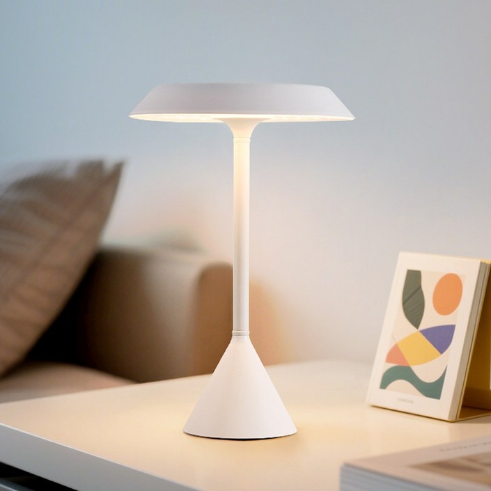 joxy 무선 충전식 우산 LED 스탠드 무드등 3색모드 T9081, 흰색