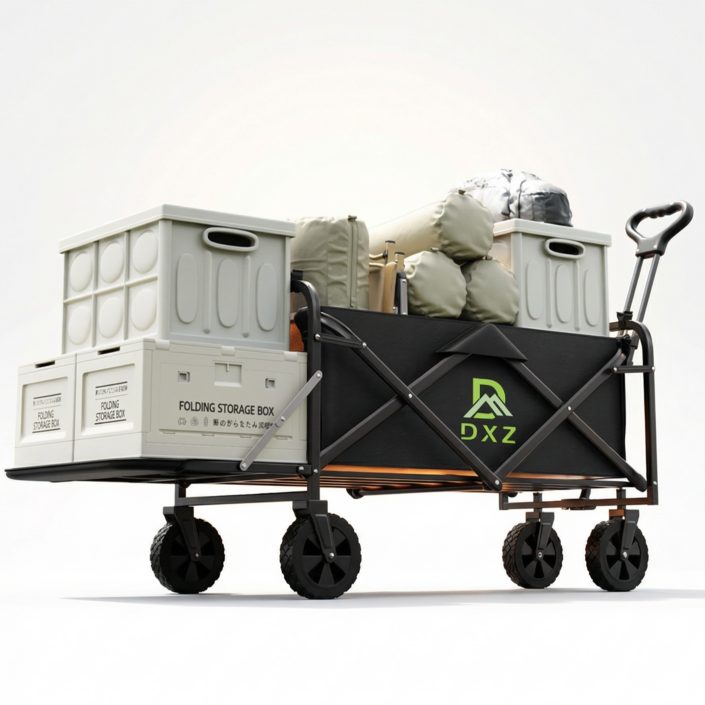 DXZ 접이식 캠핑웨건 다기능 뒷문개방형, 1개, 블랙