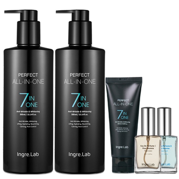온니판다 TV홈쇼핑 히트상품 인그리랩 퍼펙트 올인원 7in1 남성화장품 기초부터 보습까지 스킨 로션 에센스 수분크림 아이크림 주름 미백 저자극 기능성 남성용