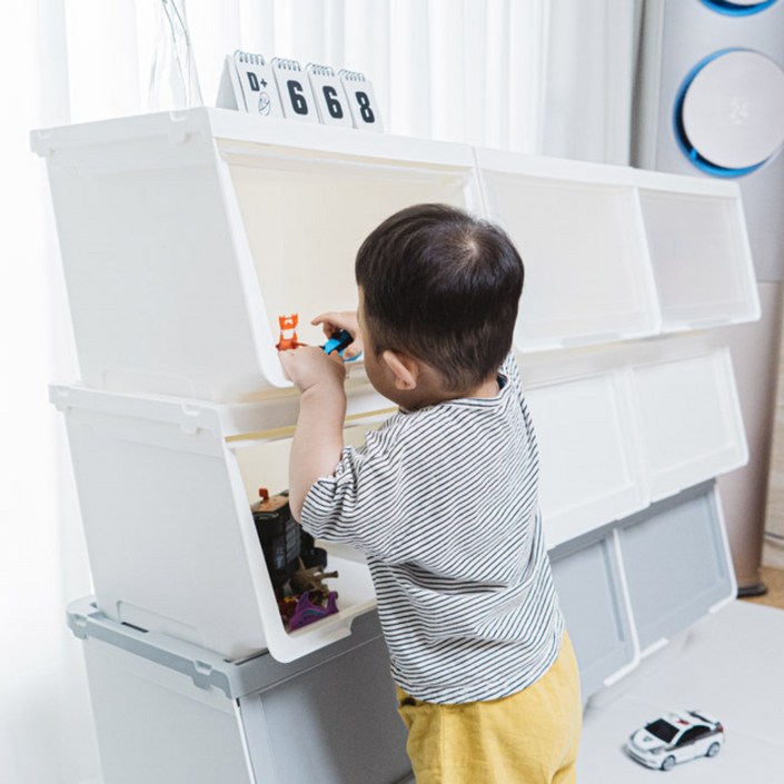 국내생산 21 슬라이딩 리빙박스 기저귀 장난감 정리함 수납장, 화이트, 1세트