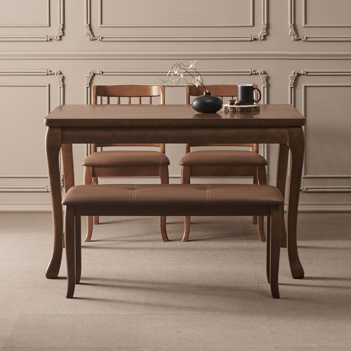 라로퍼니처 크라운 1200 순수 원목 4인 식탁 세트