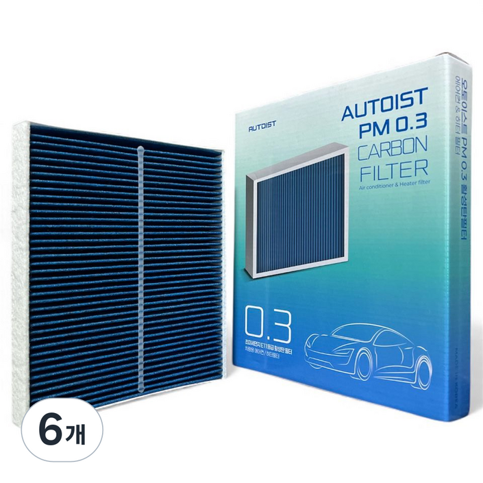 오토이스트 PM0.3 팰리세이드 올뉴쏘렌토 더뉴쏘렌토 쏘렌토더마스터 모하비더마스터 활성탄 에어컨필터, 6개, K081