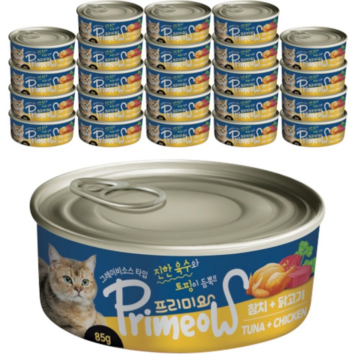 고양이캔 프리미요 고양이 간식캔 85g, 참치 + 닭고기 혼합맛, 85g, 24개