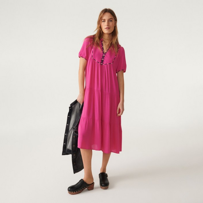 바앤쉬 여성용 자수배색 반팔원피스 P30XS