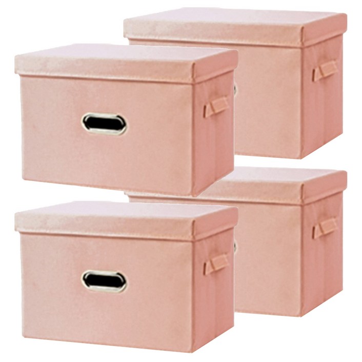 인블룸 대용량 접이식 패브릭 정리함  뚜껑 세트, 피치, 4세트