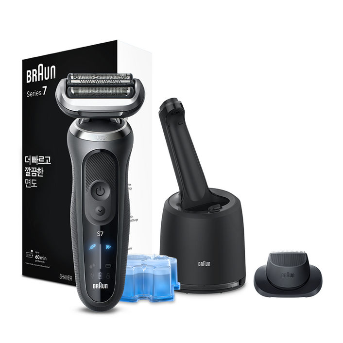 BRAUN 시리즈 7 전기면도기 + 세척 충전 스테이션 세트